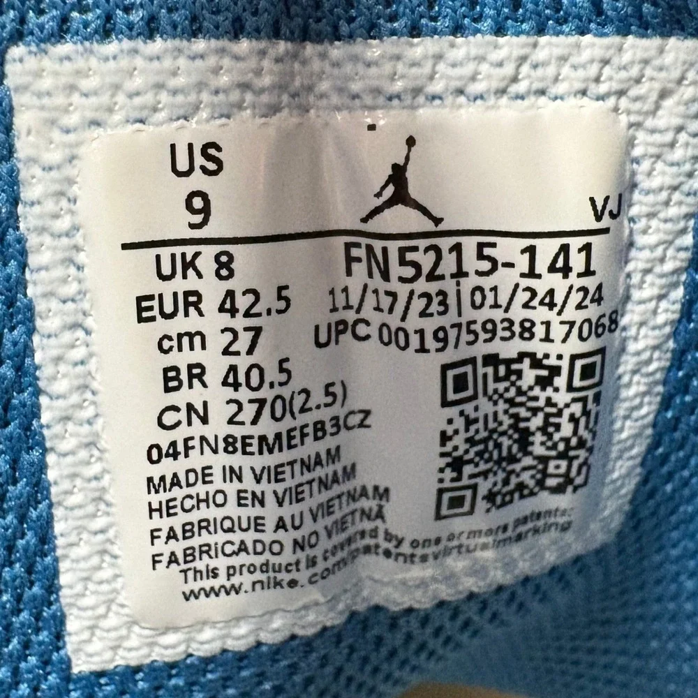 Nike Air Jordan 1 Mid Size‎ 9 Men White Industrial Blue FN5215-141 Sneaker